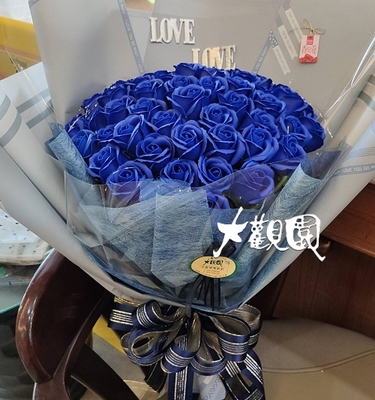 藍色香皂花束設計款 南投埔里花店
